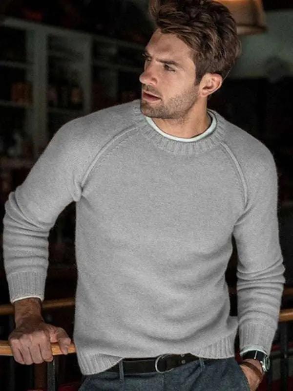 Stylish Men's Slim Fit Round Neck Sweaters for Effortless Leisure - MENLL